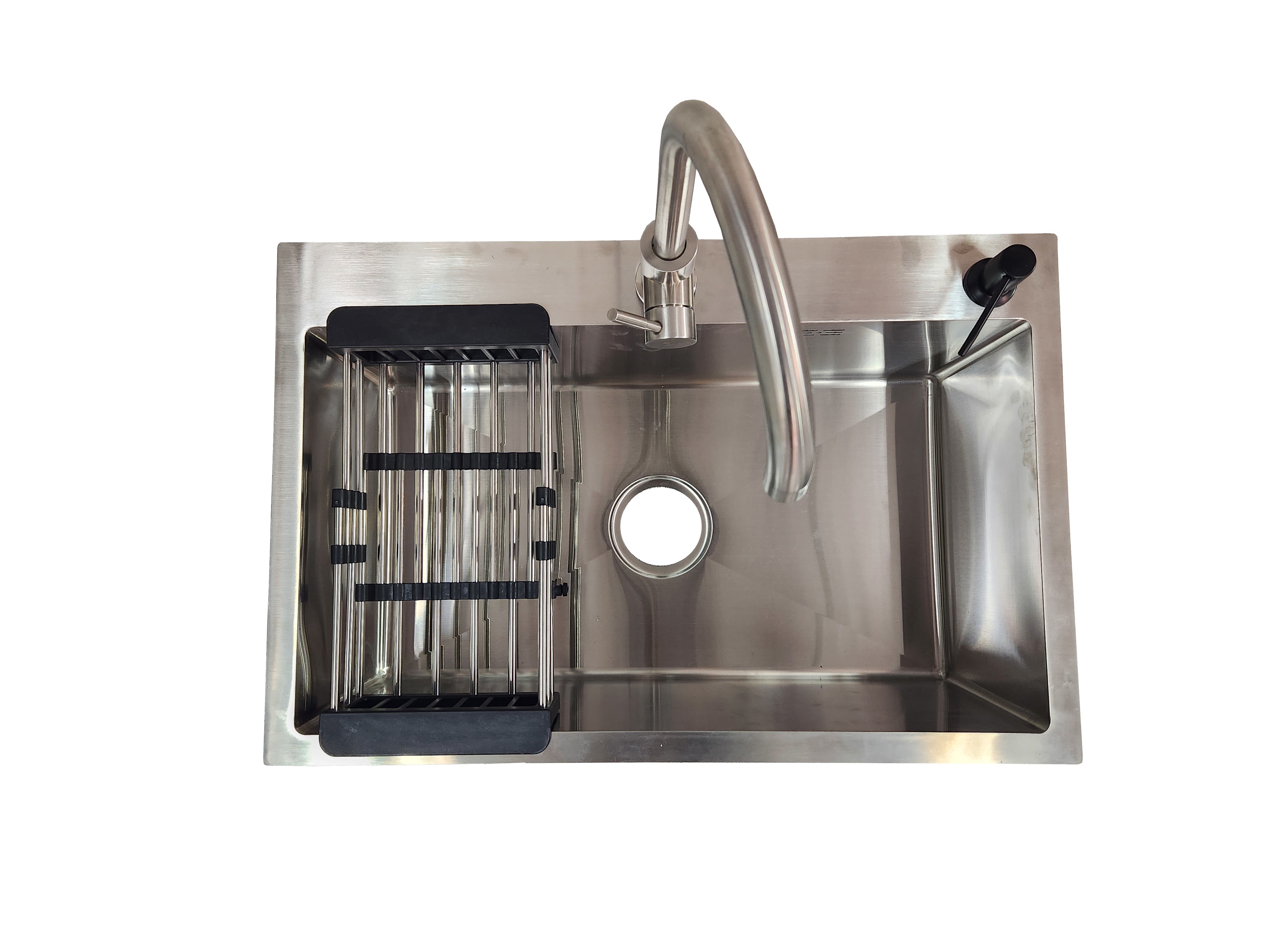 Lavaplatos 68x45 Silver con Monomando Plateado y Accesorios Negros (Promo N°11)
