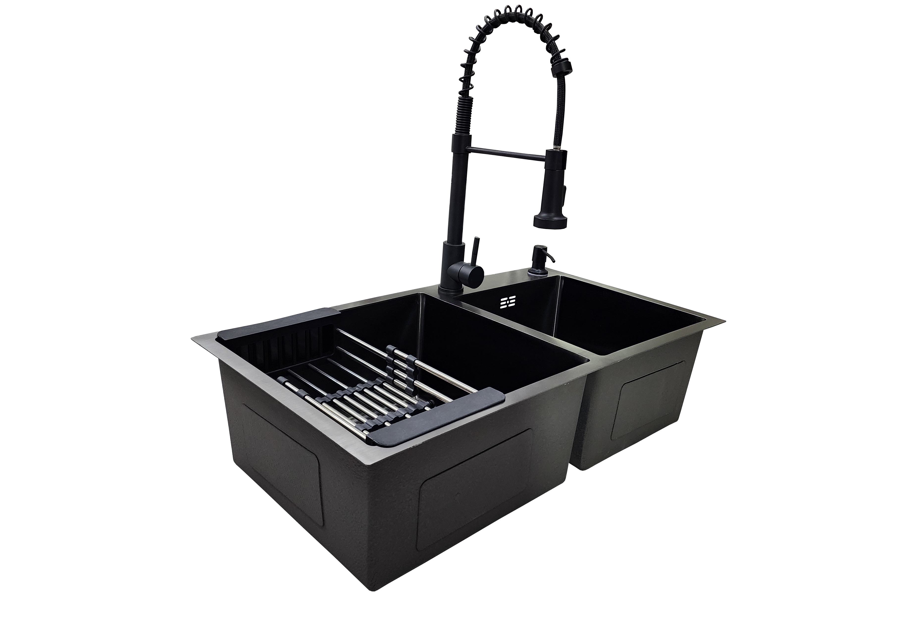 Lavaplatos 78x43 Black con Monomando Gourmet Negro y Accesorios Negros (Promo N°19)