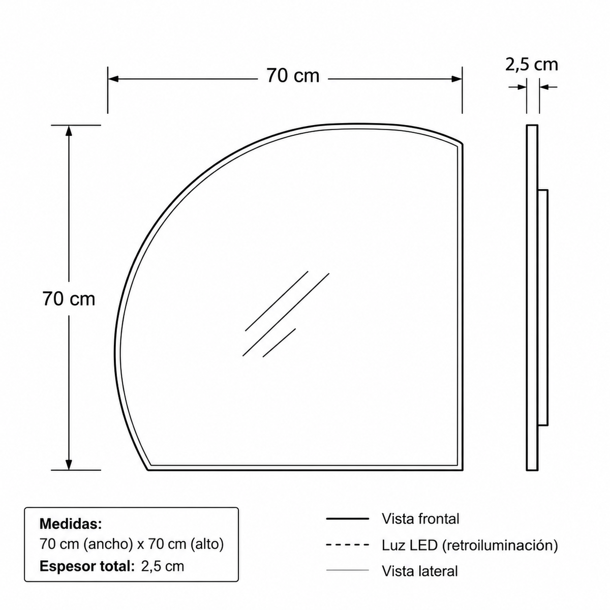 Espejo Led Aria 70x70Cm - imagen 3