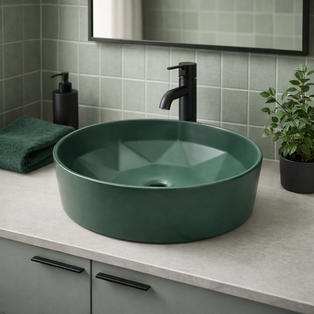 Loza de Sobreponer para Lavamanos Verde Matte