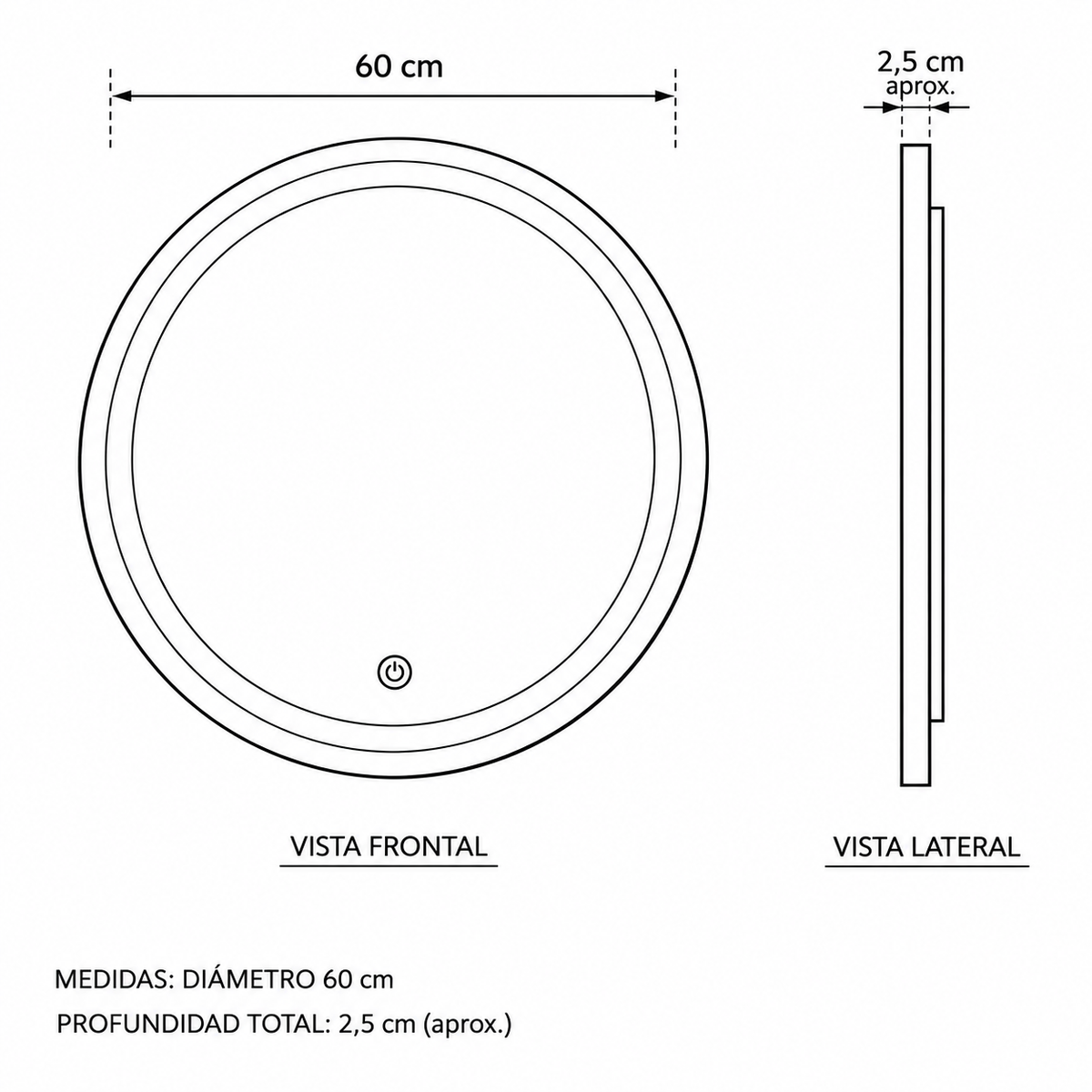 Espejo Led Circular 60cms de Diametro