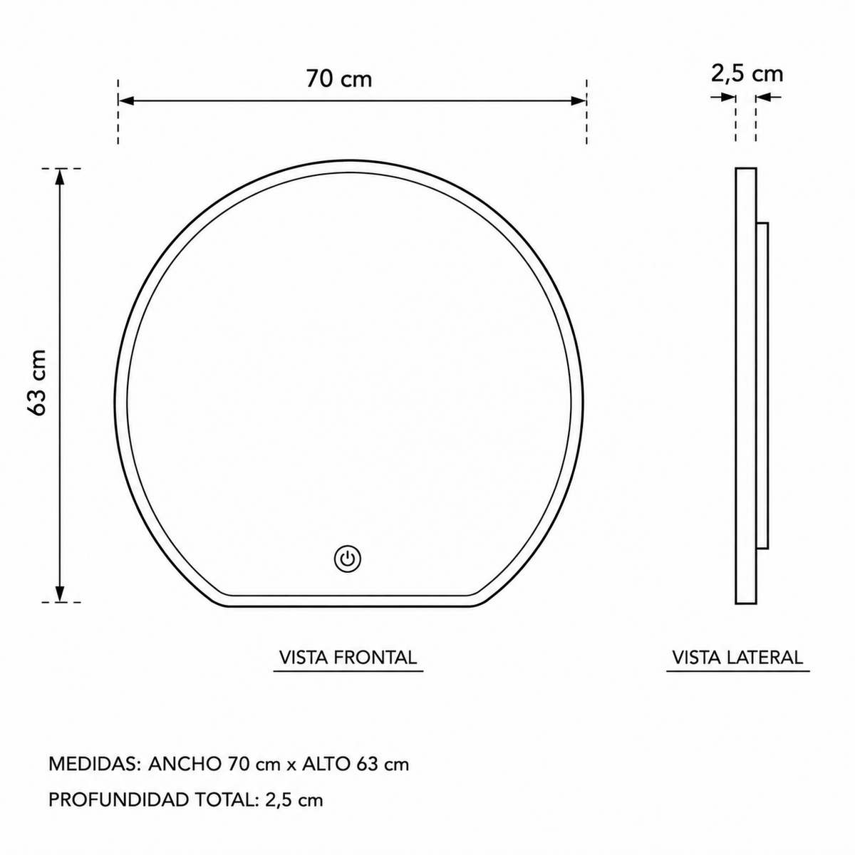 Espejo Led Halo 70x63Cm