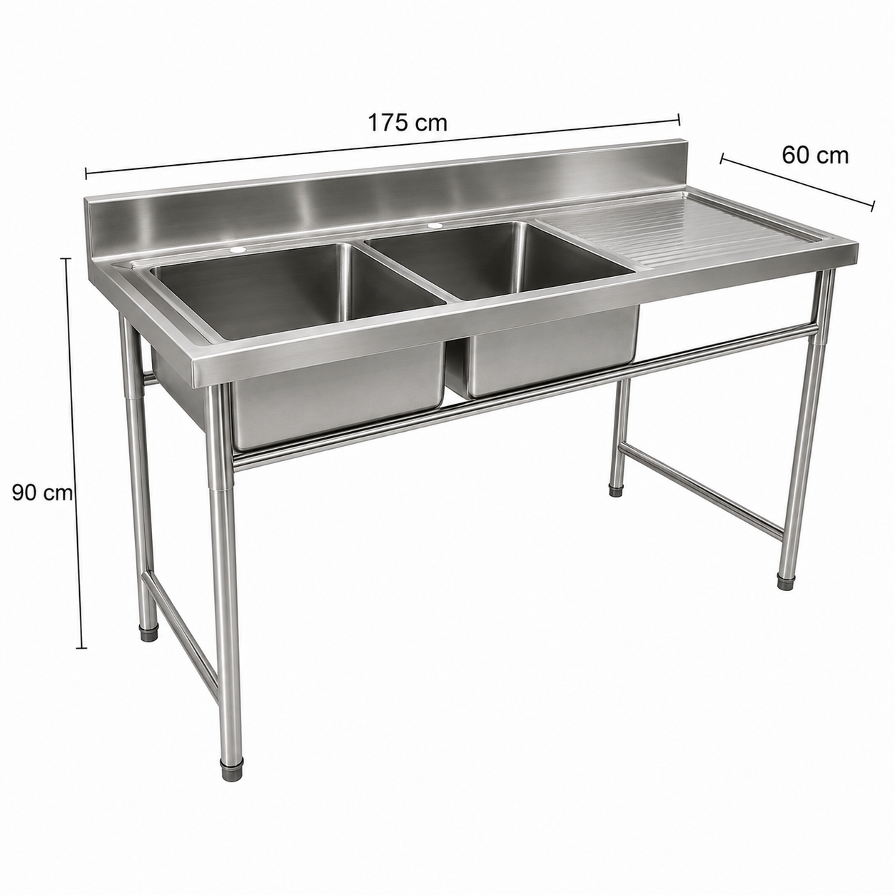 Lavafondos 175x60 Cm con Escurrido Derecho + Llave Semi-flexible X015 (Promo N°43)