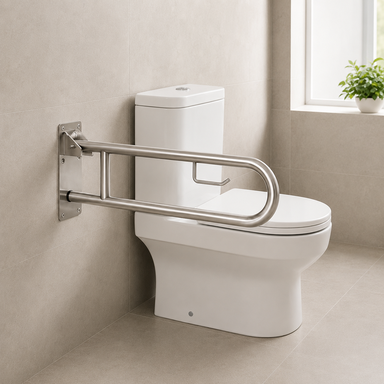 Barra Seguridad Abatible Acero Inoxidable 78cms