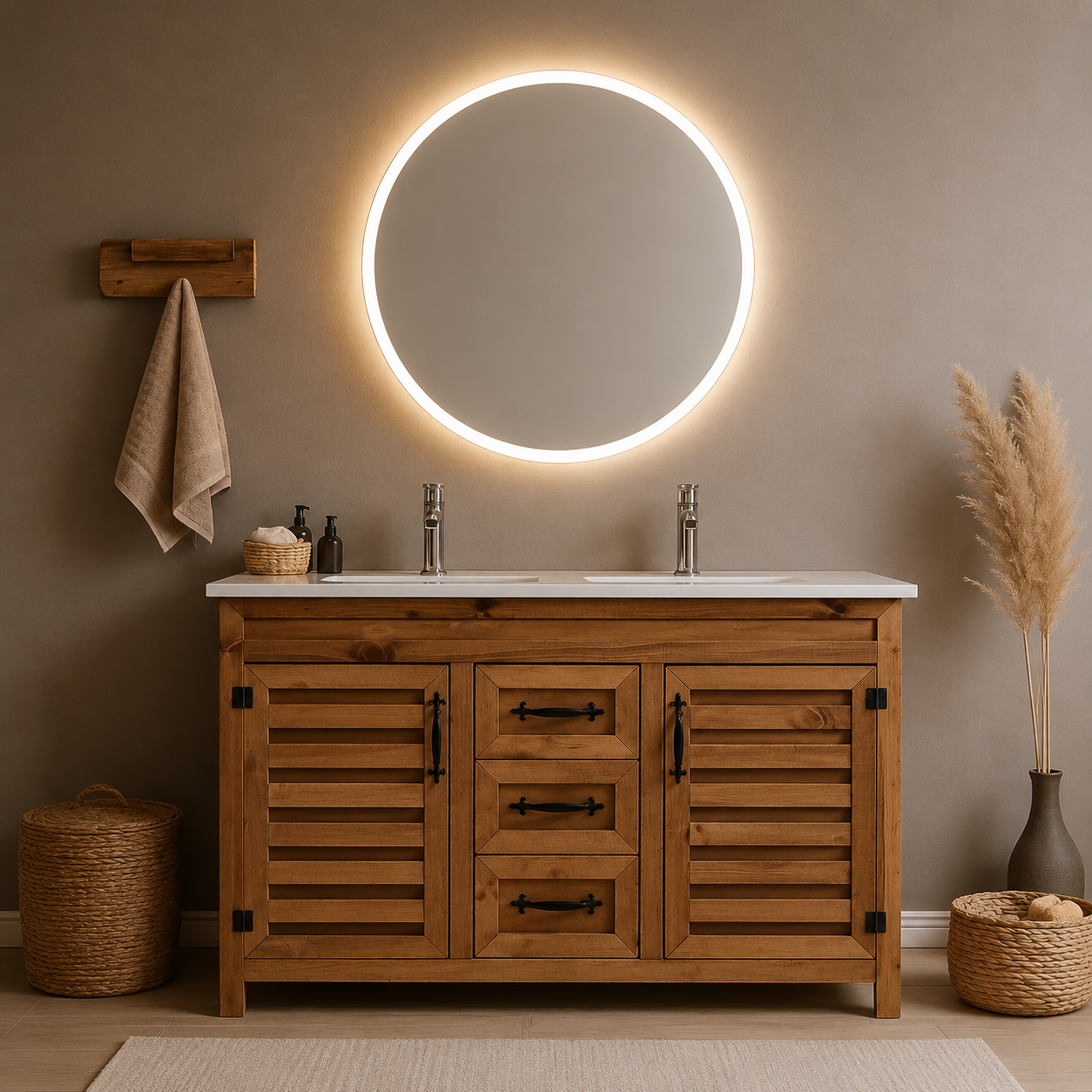 Vanitorio Rustico 120x47cm Doble Pozo