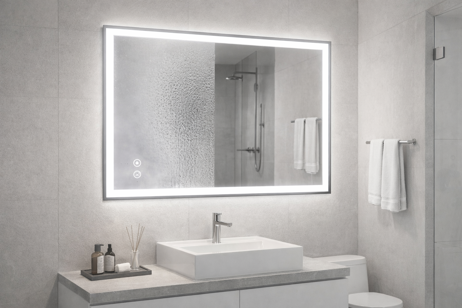 Espejo Led y Anti-empañante 80x60 Cms Con Borde Negro