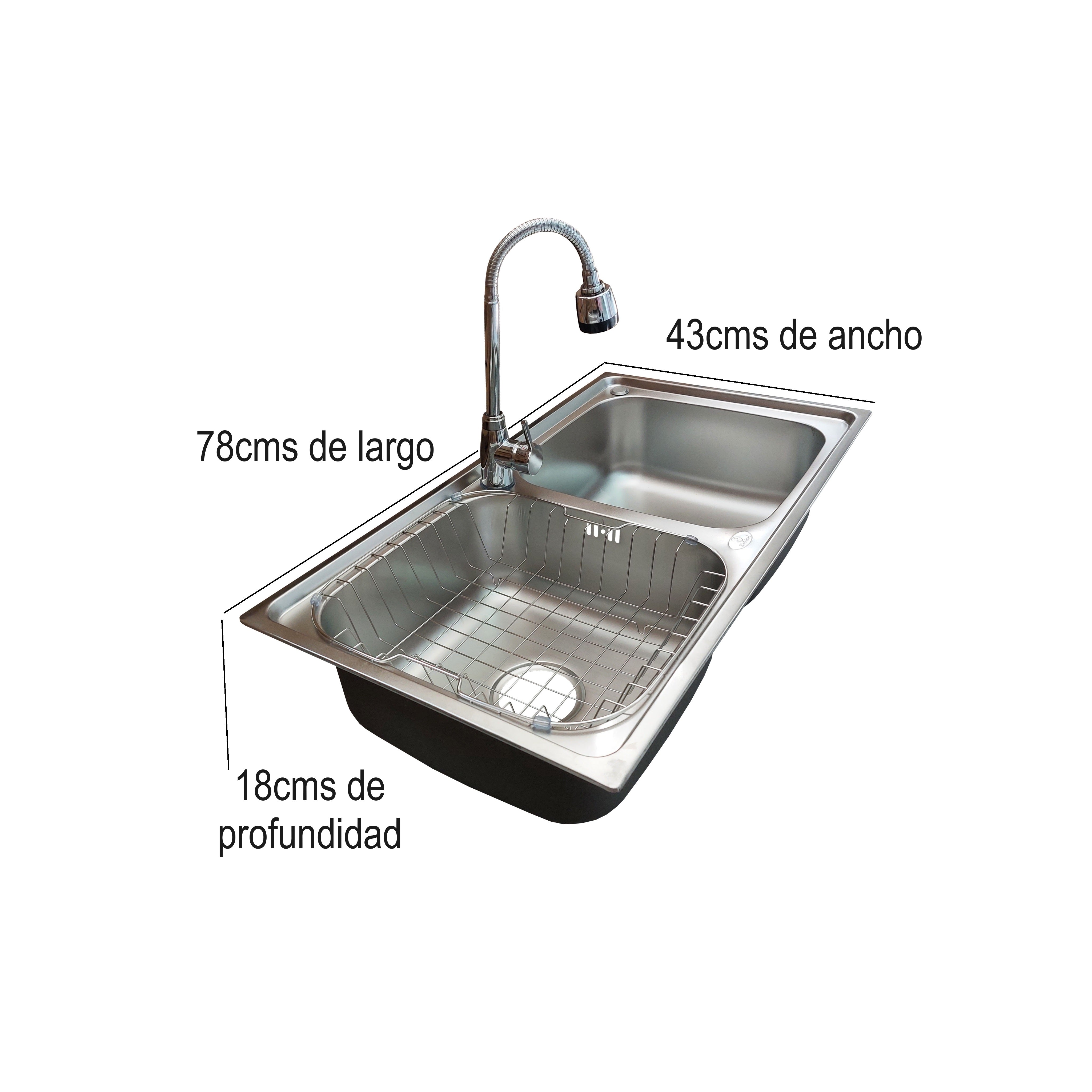 Lavaplatos 78x43 sobre Cubierta + Monomando Semiflexible (Promo N°4)