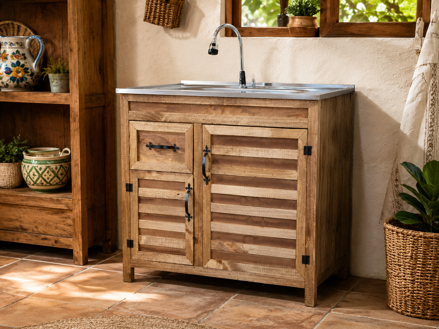 Mueble de Lavaplatos 80cm Rústico