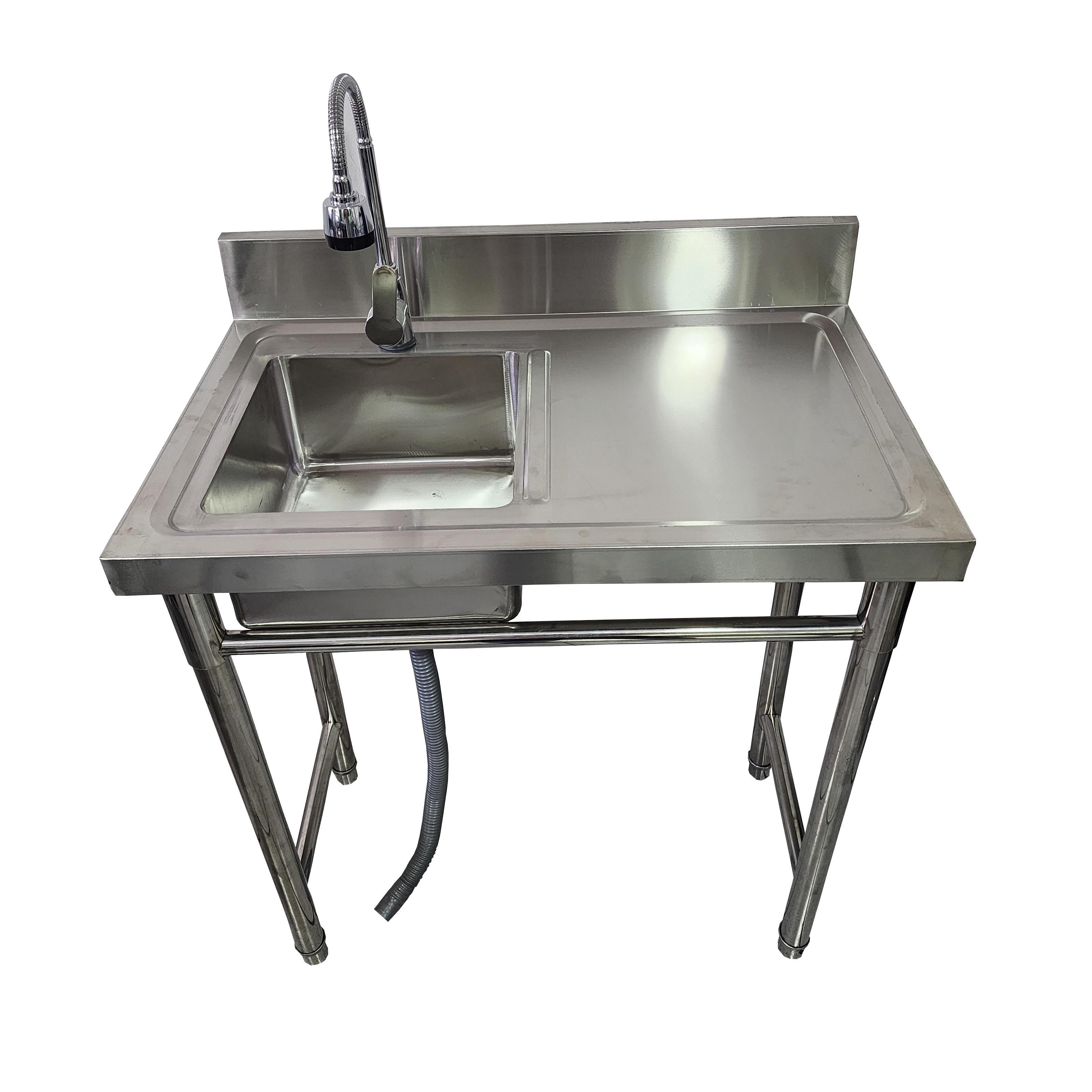 Lavafondos 80x50 Acero Inoxidable con Escurridor Derecho + Monomando Semiflexible X-015 (Promo N°46))