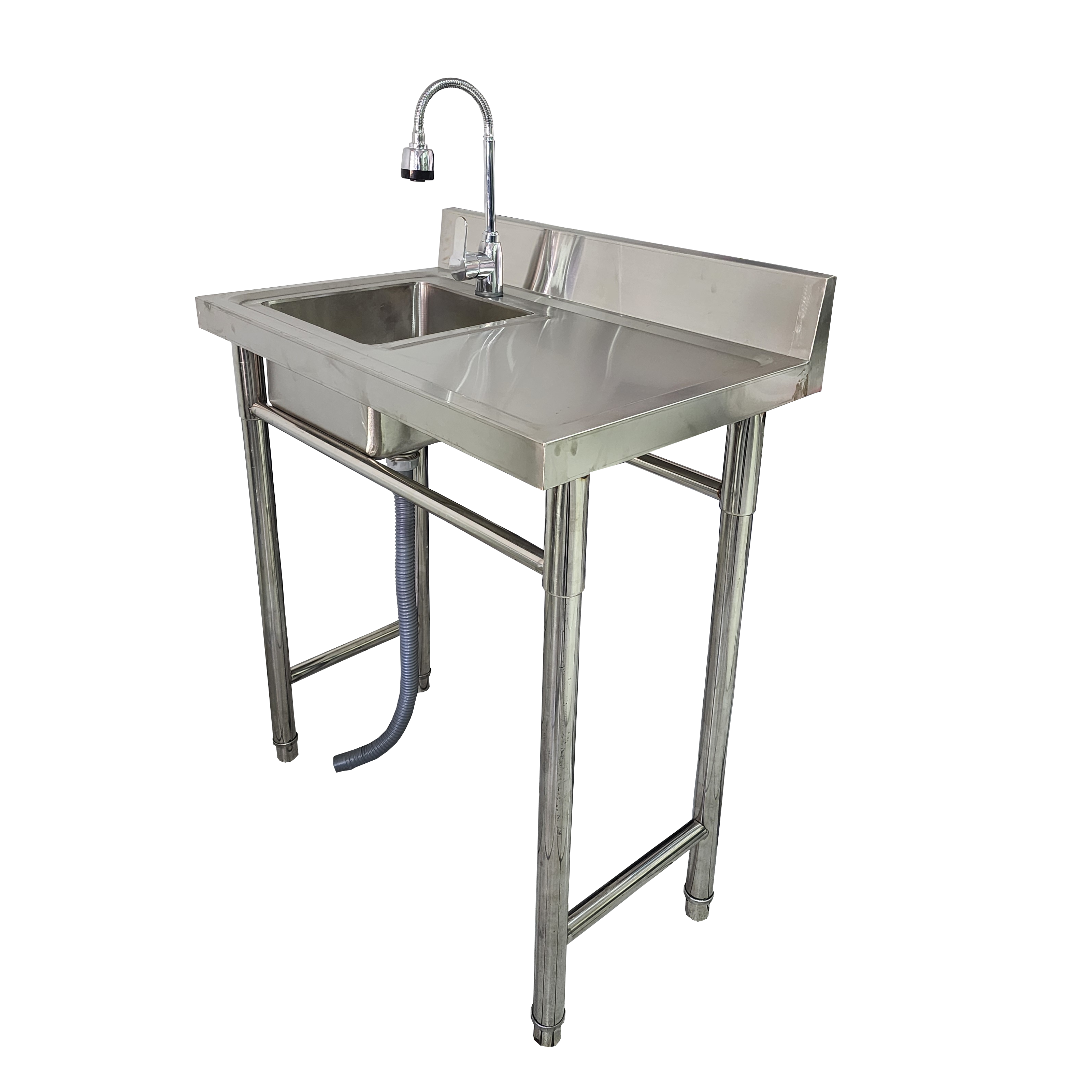 Lavafondos 80x50 Acero Inoxidable con Escurridor Derecho + Monomando Semiflexible X-015 (Promo N°46))