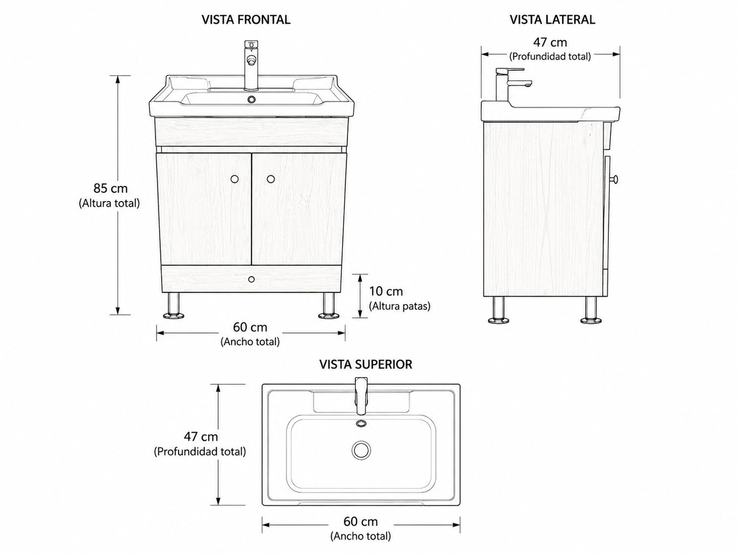 Vanitorio Alaska con Cajon 60cm