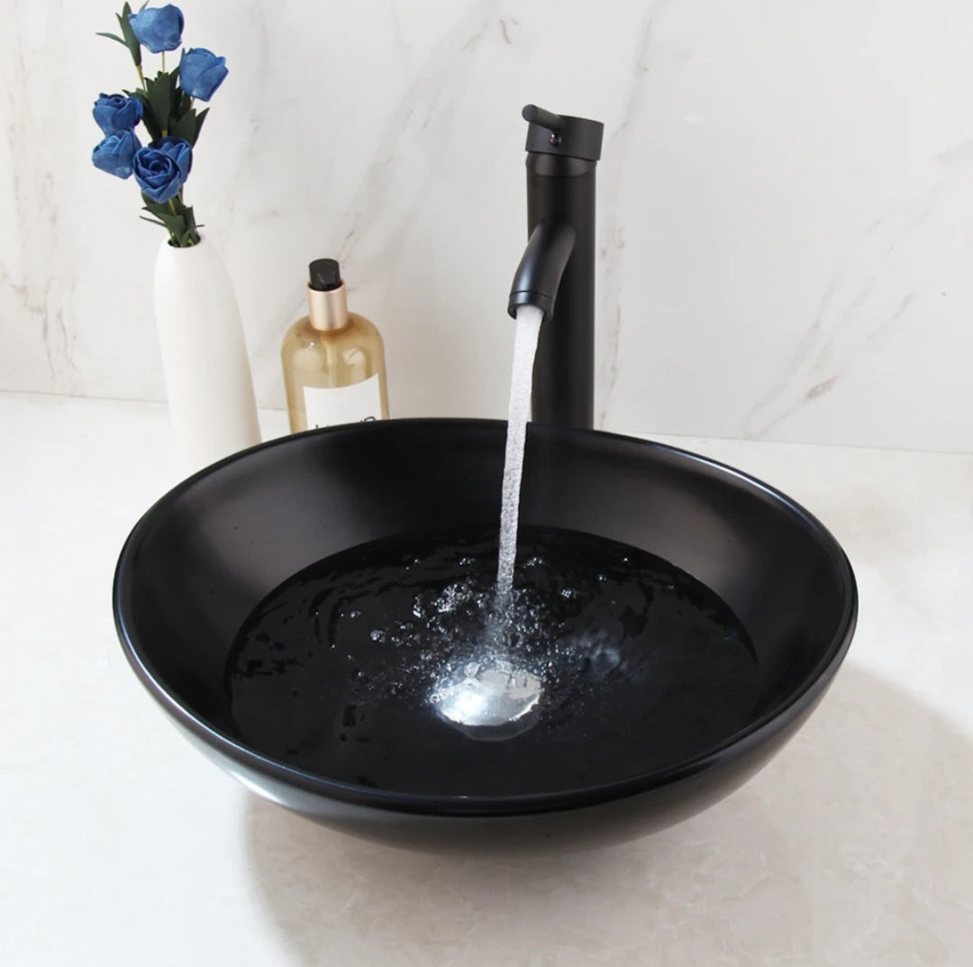 Loza de Sobreponer para Lavamanos Negro Matte 41x33 Cms.