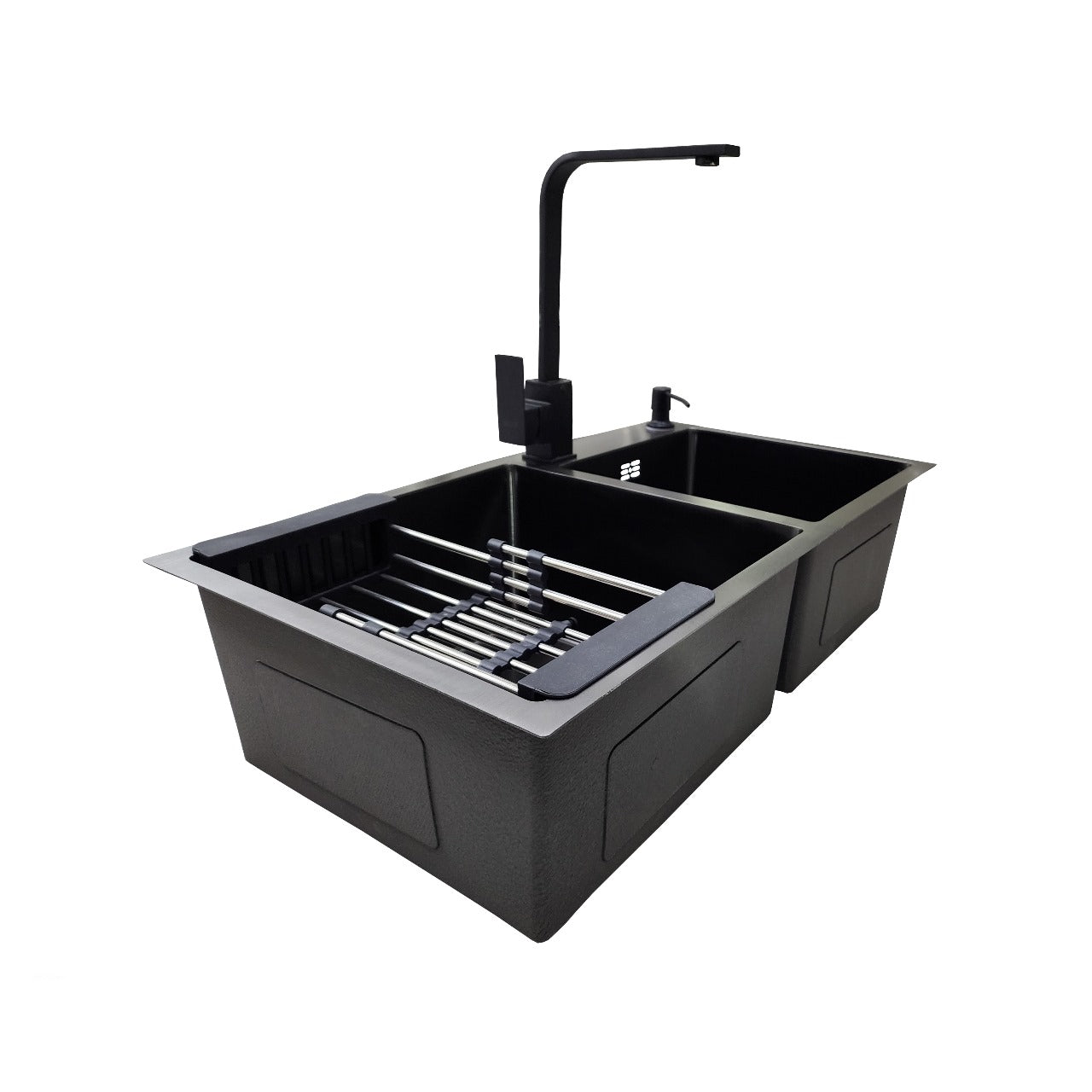 Lavaplatos 78x43 Black con Monomando Plano Negro y Accesorios Negros (Promo N°20)