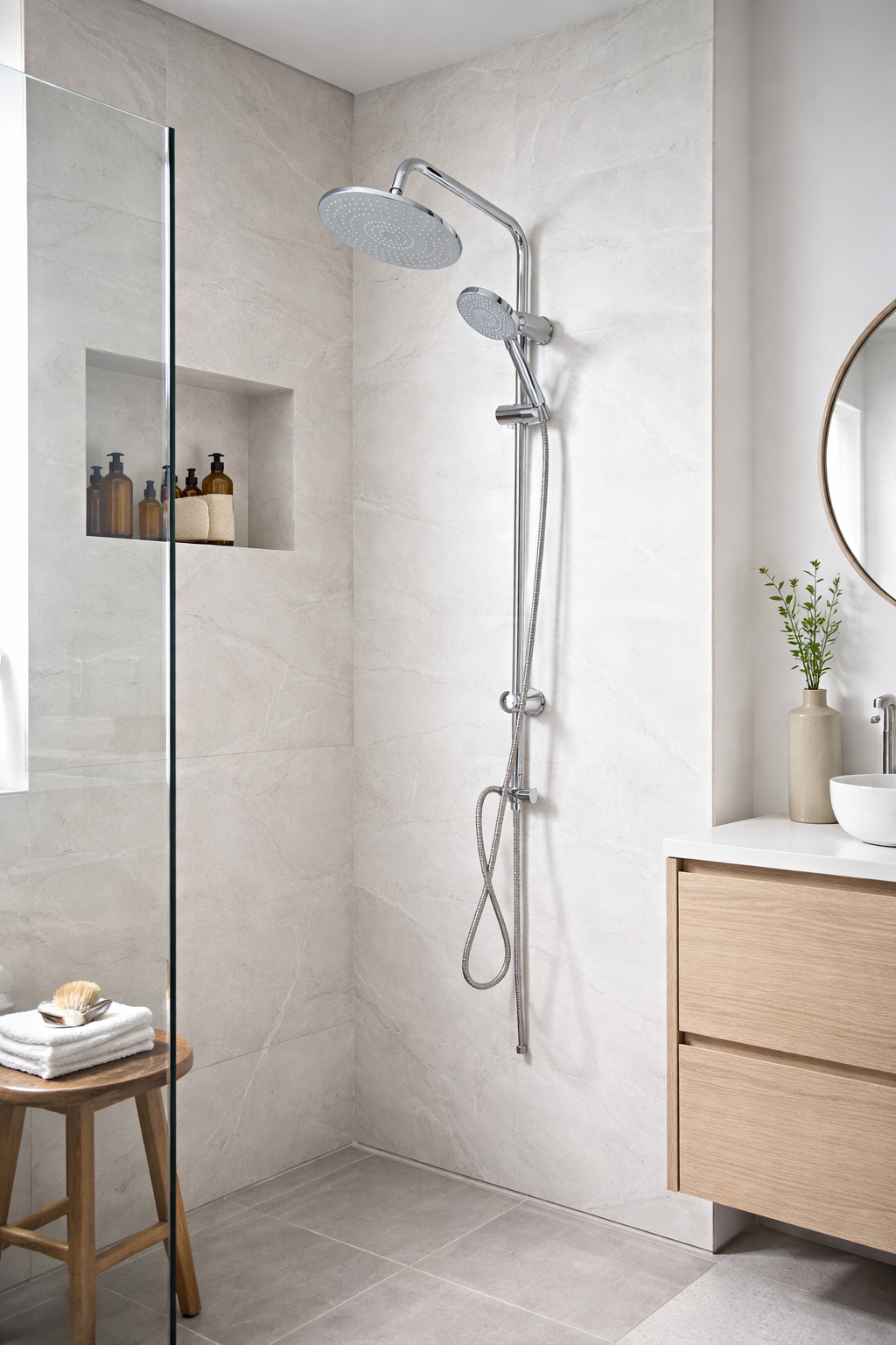 Columna Ducha Simple Plateada sin Griferia