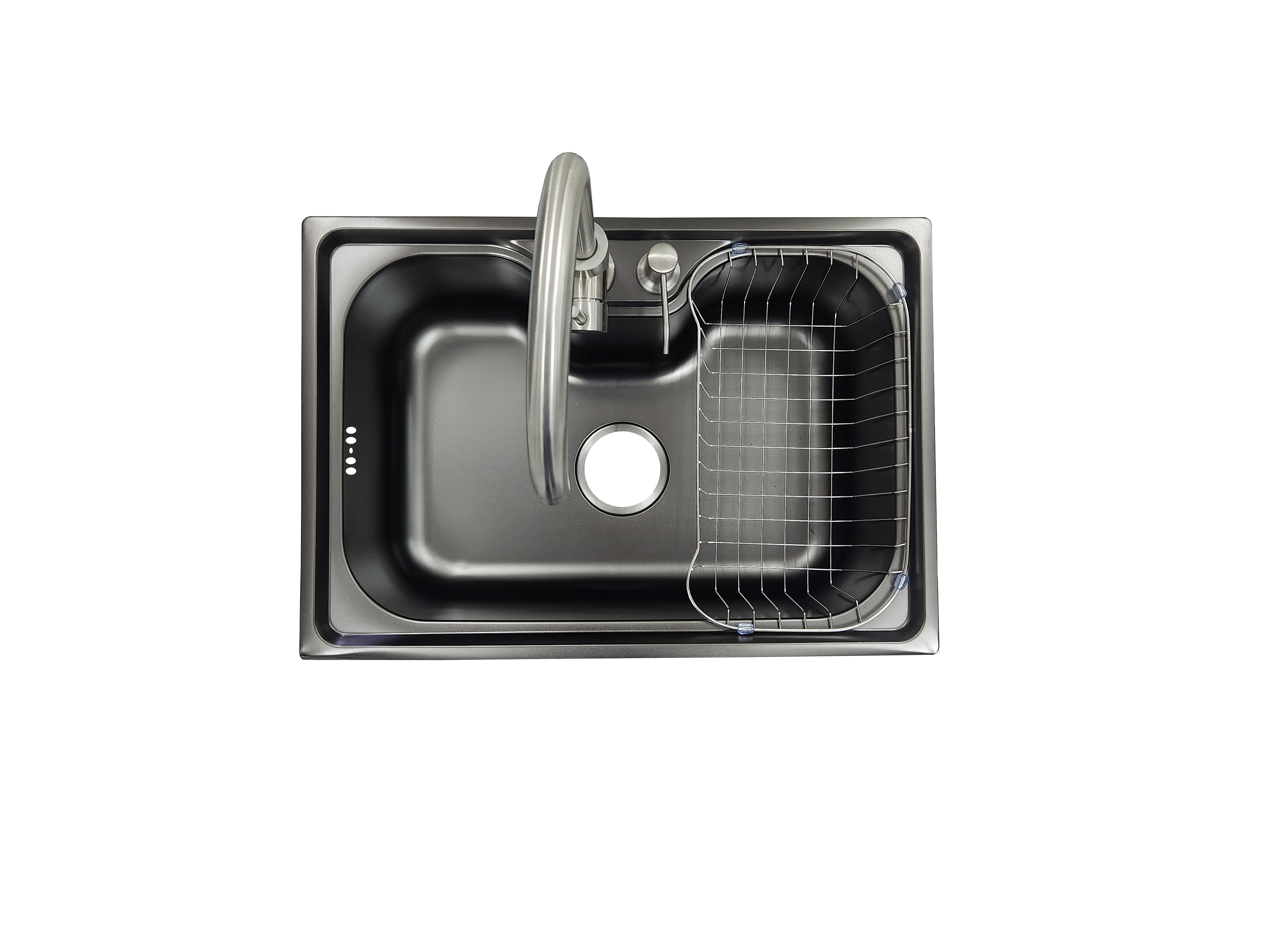 Lavaplatos 60x42 Black  con Monomando y Dispensador (Promo N°12)