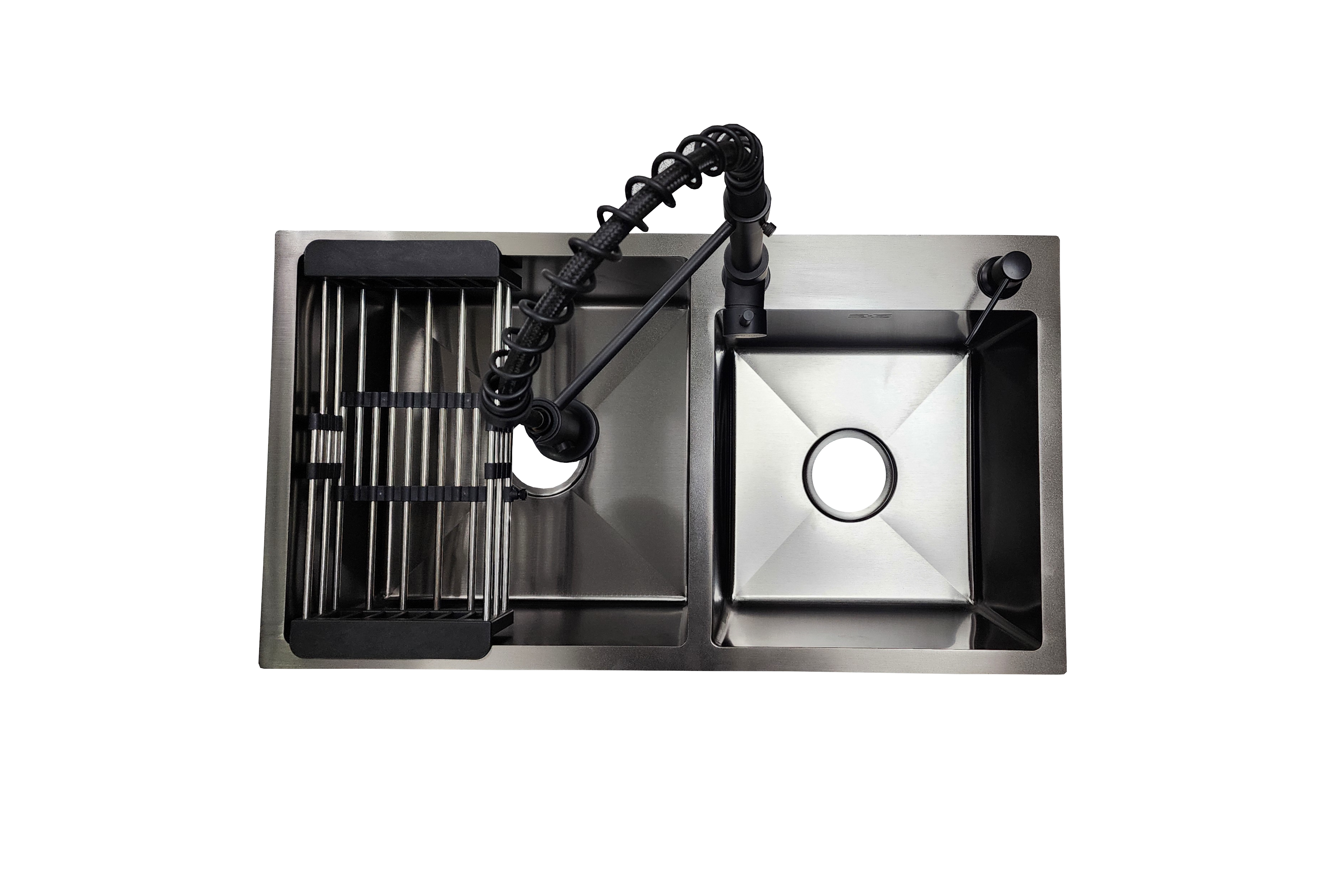 Lavaplatos 78x43  Black con Monomando Gourmet Negro y Accesorios Negros (Promo N°19)