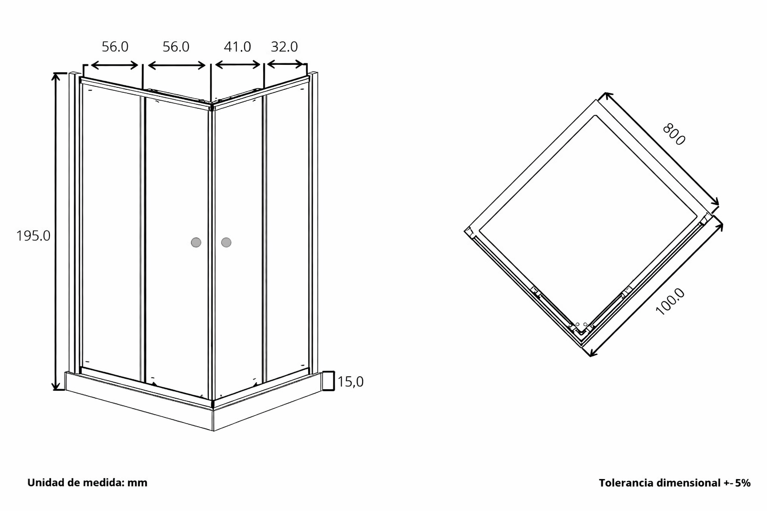 Shower Door 120x80cm Izquierdo