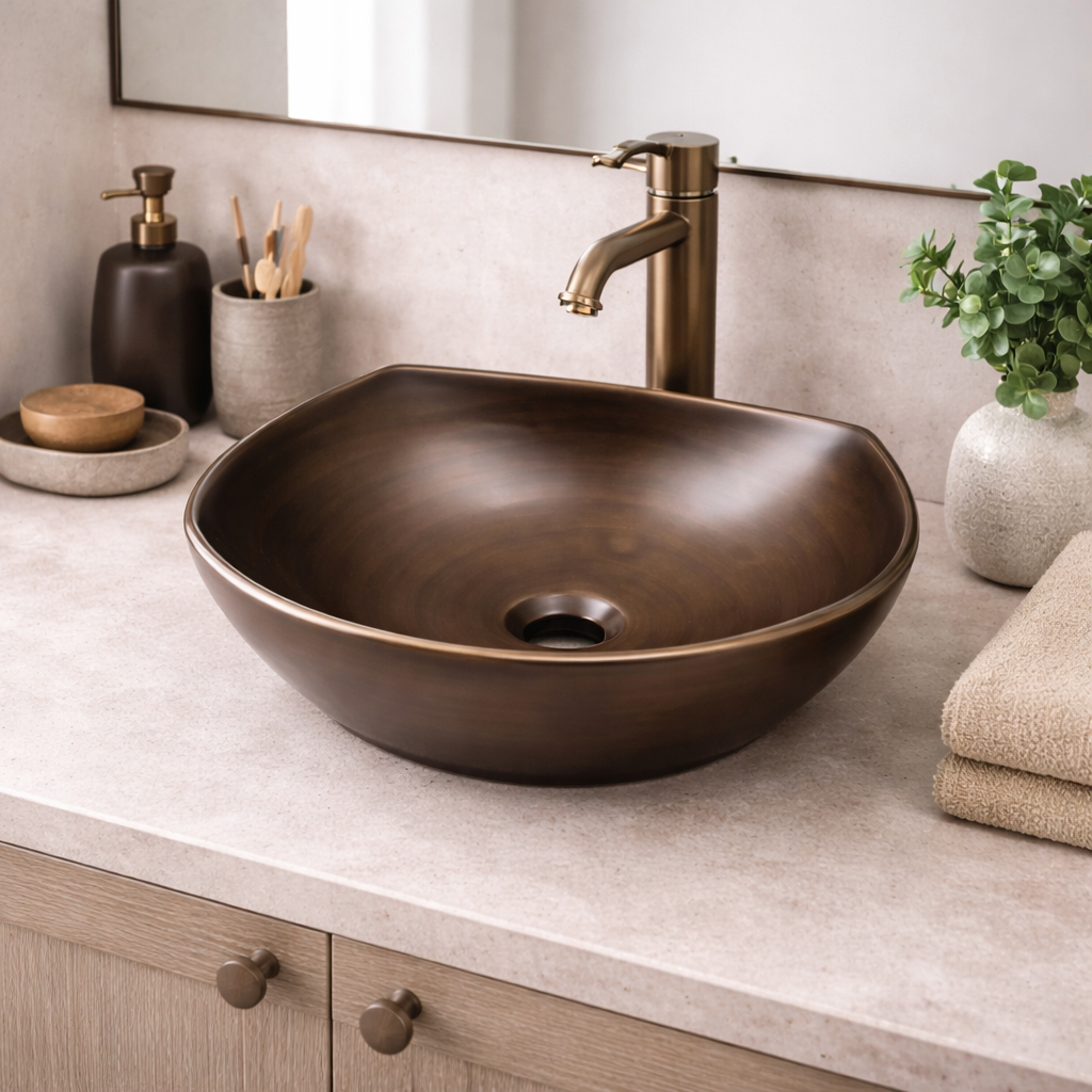 Loza de Sobreponer para Lavamanos 42x38cms Cobre
