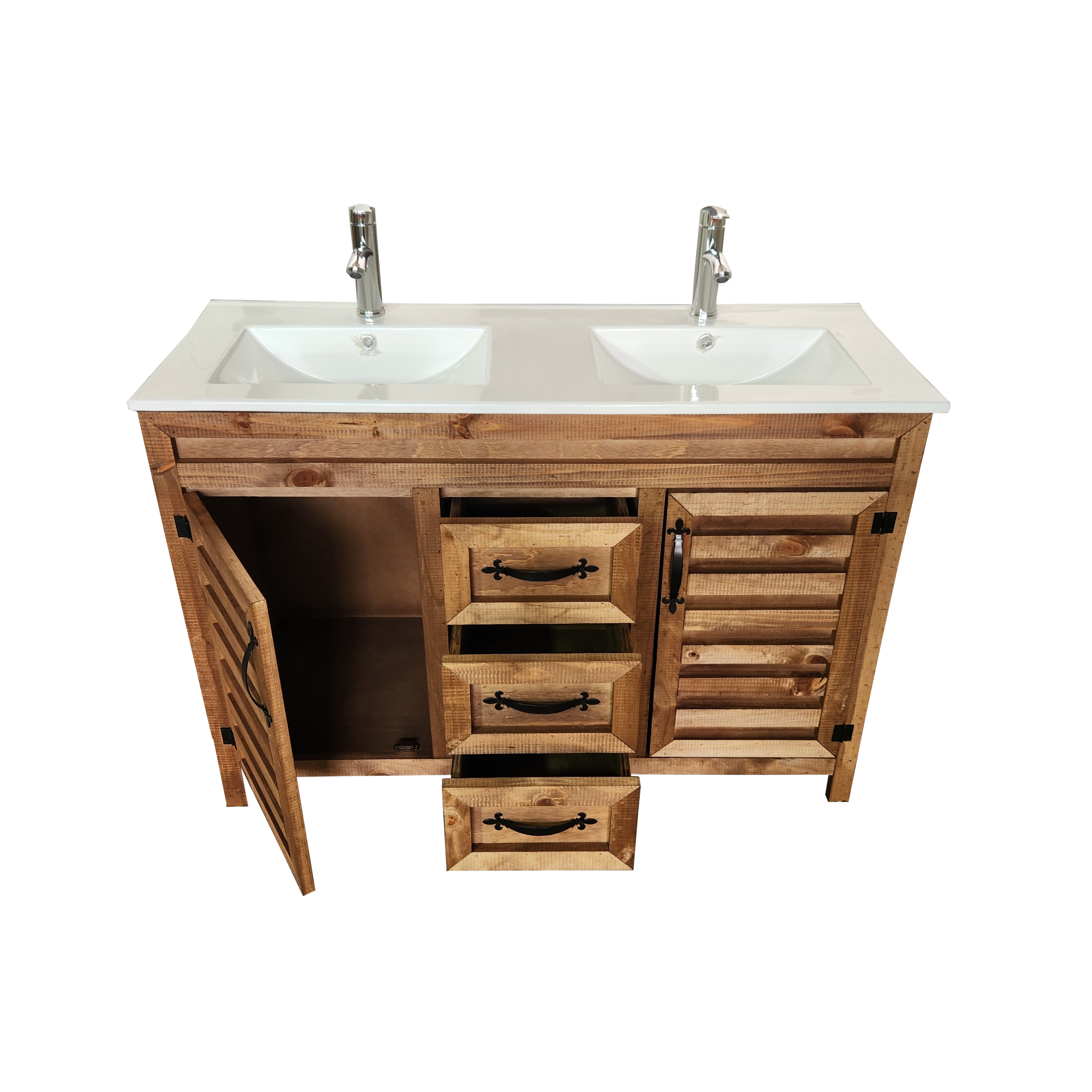 Vanitorio Rustico 120x47cm Doble Pozo
