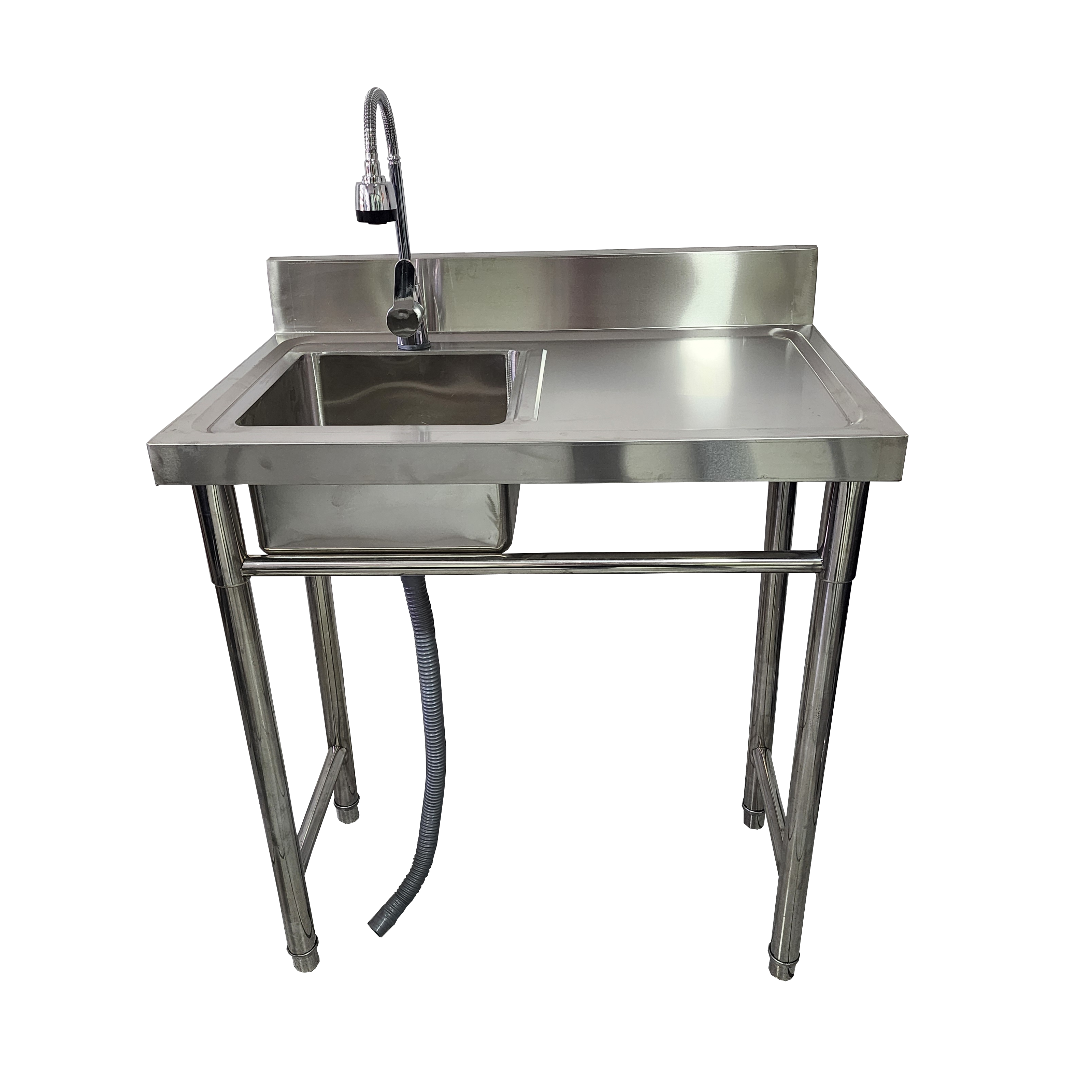 Lavafondos 80x50 Acero Inoxidable con Escurridor Derecho + Monomando Semiflexible X-015 (Promo N°46))