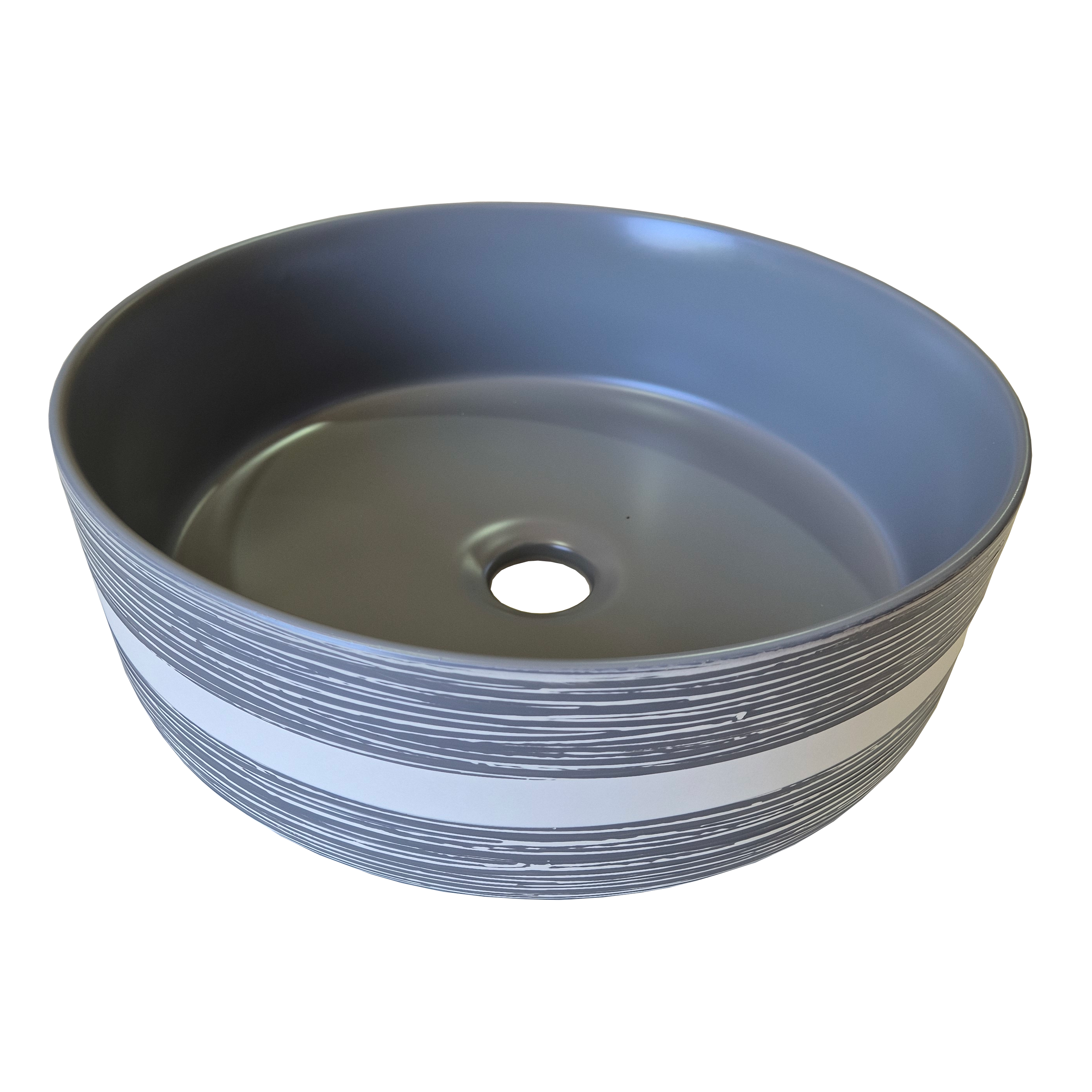 Loza de Sobreponer para Lavamanos Gris Mate con Blanco