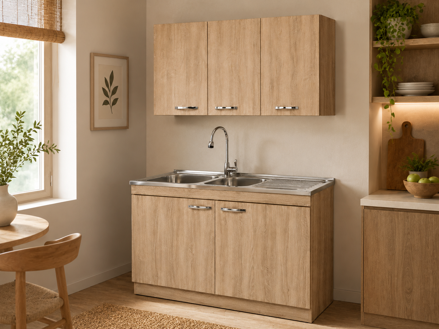 KIT MUEBLE DE LAVAPLATOS Y MUEBLE AEREO 120 CMS NOGUEIRA