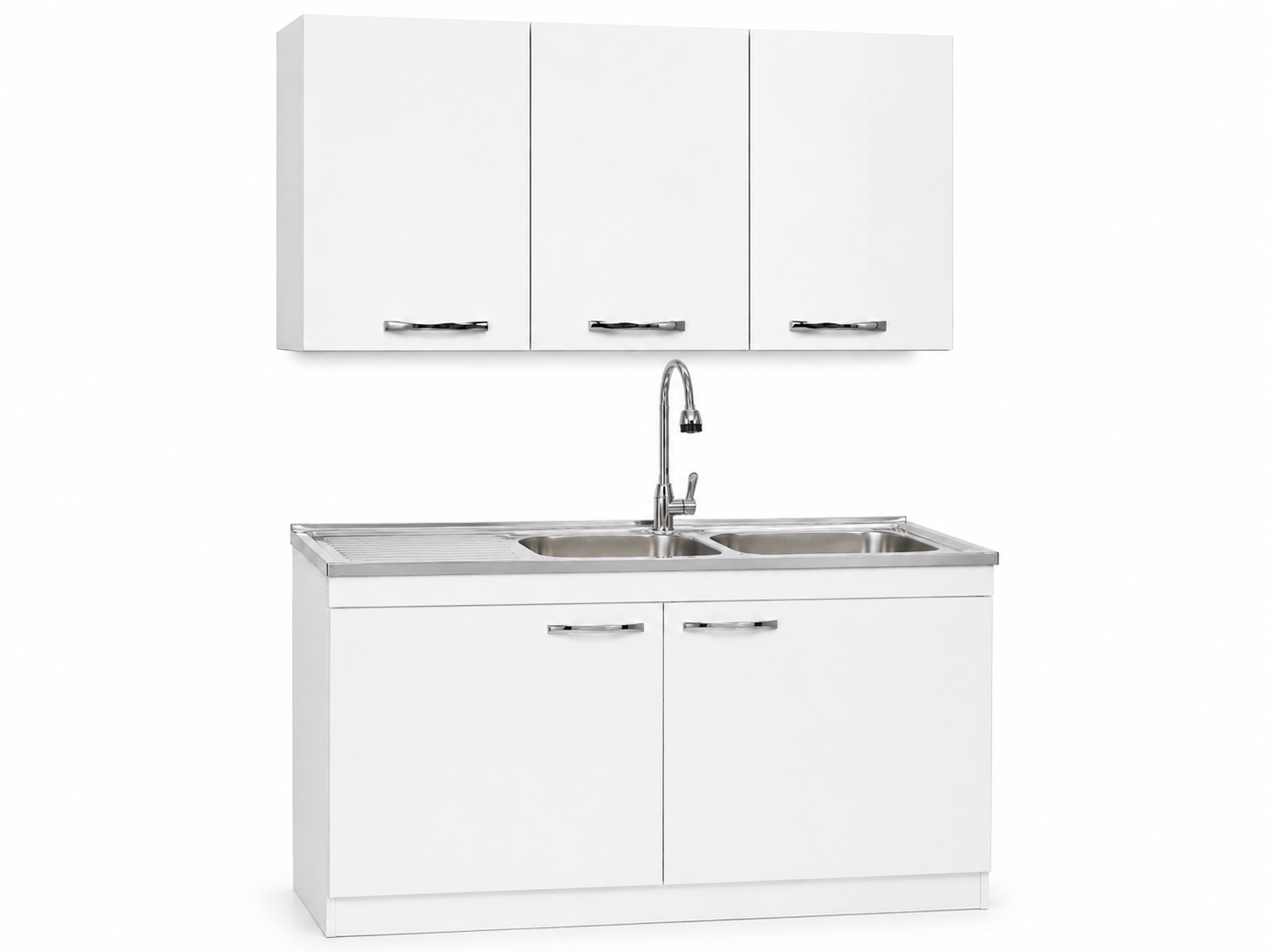 KIT MUEBLE DE LAVAPLATOS Y MUEBLE AEREO 120 CMS BLANCO