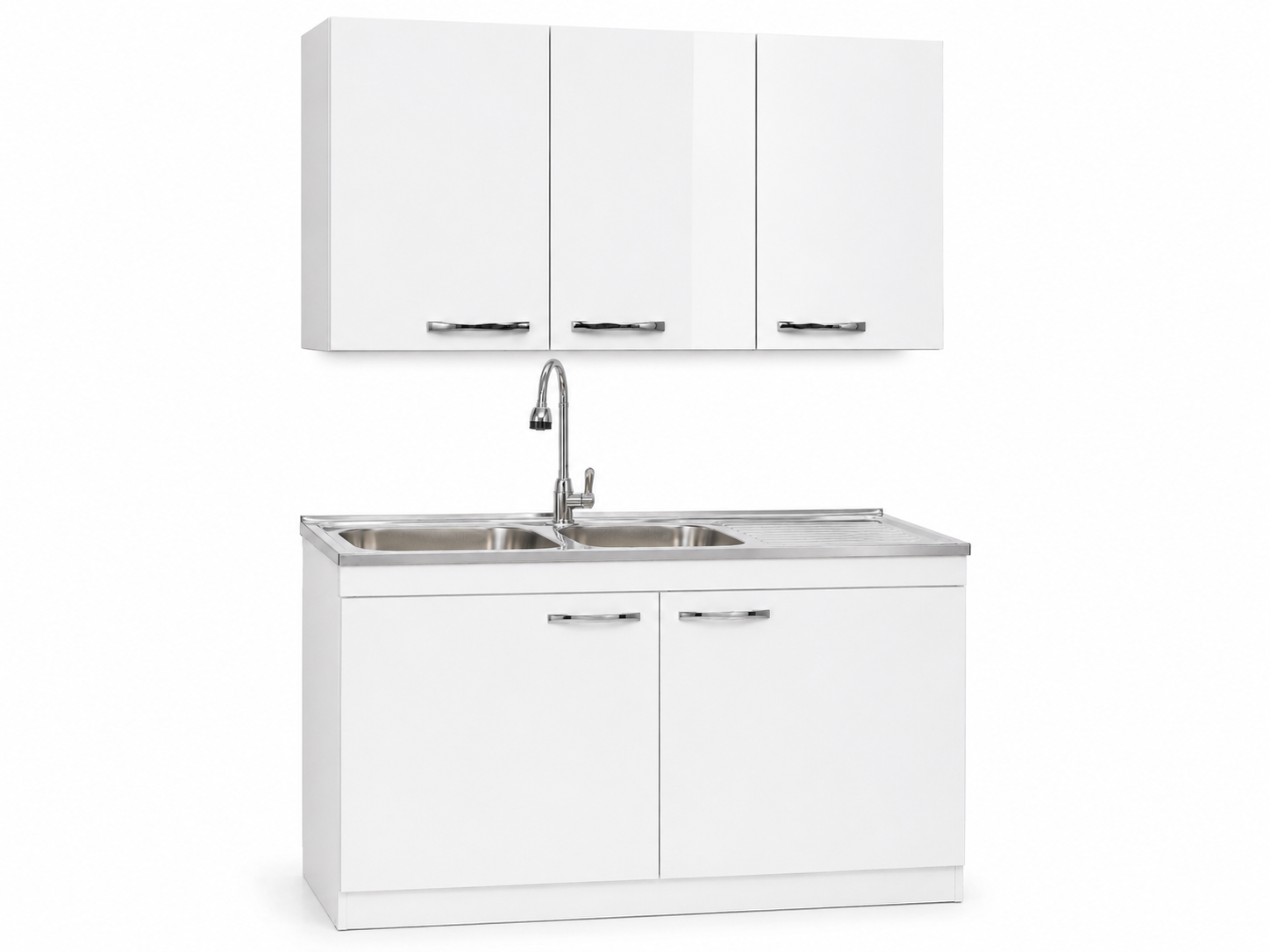 KIT MUEBLE DE LAVAPLATOS Y MUEBLE AEREO 120 CMS BLANCO