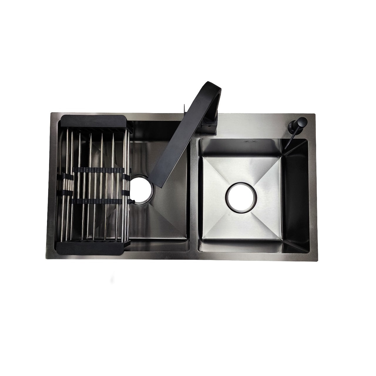 Lavaplatos 78x43 Black con Monomando Plano Negro y Accesorios Negros (Promo N°20)