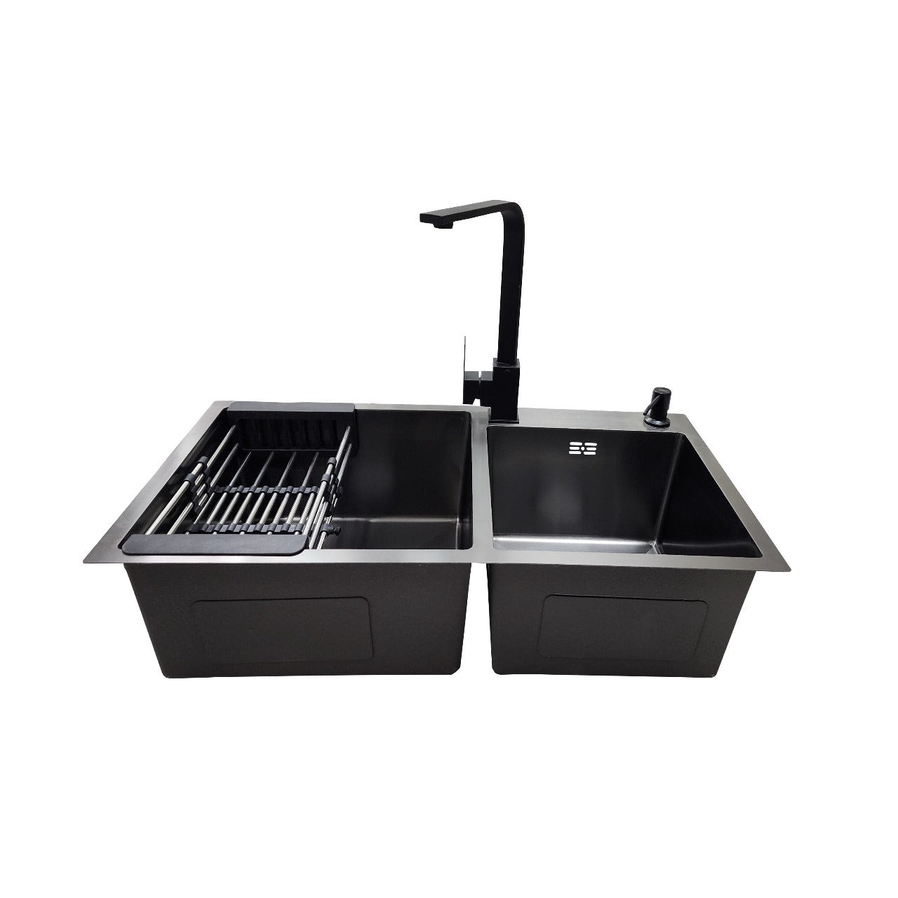 Lavaplatos 78x43 Black con Monomando Plano Negro y Accesorios Negros (Promo N°20)