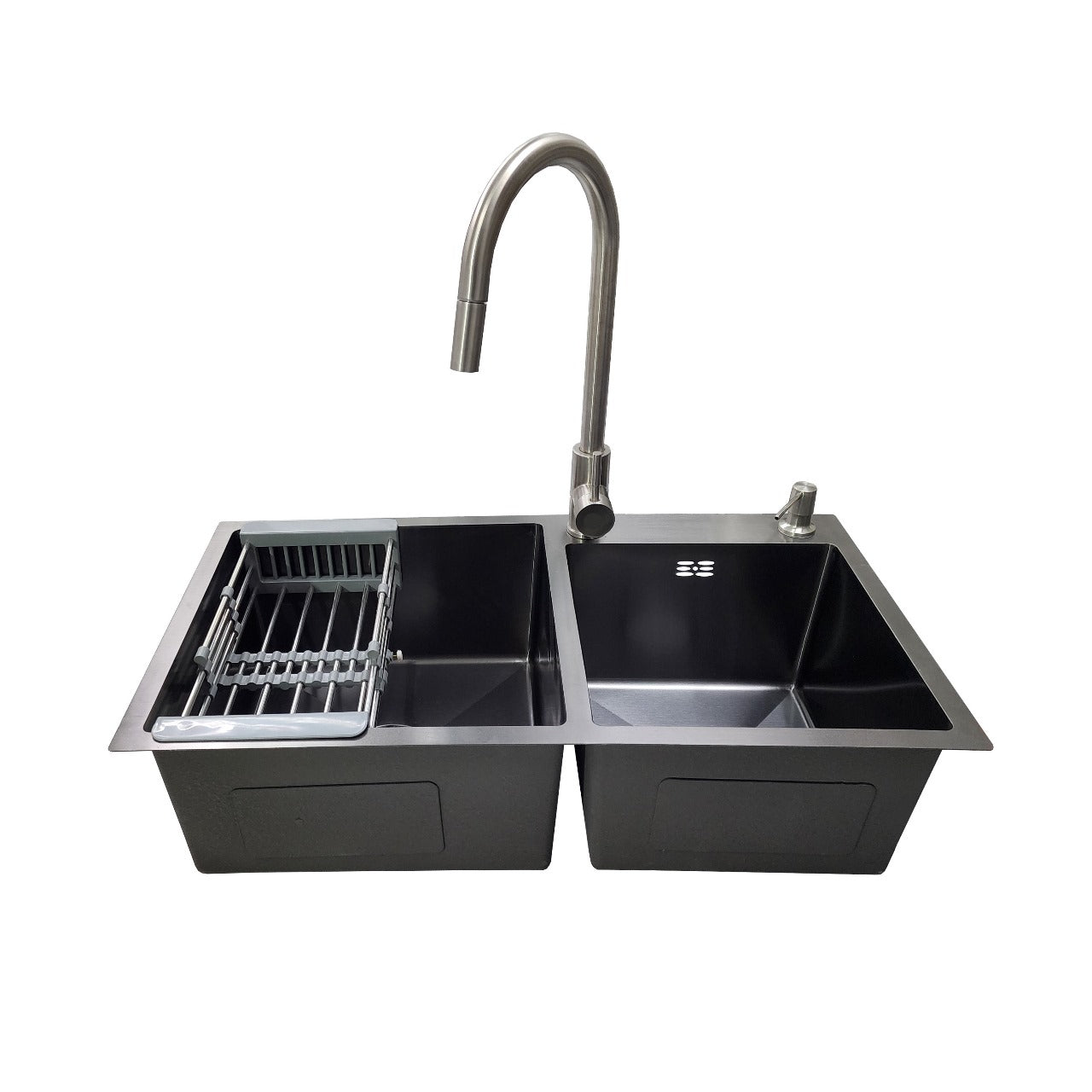 Lavaplatos 78x43 Black con Monomanod y Accesorios en Color Plateado (Promo N°22)